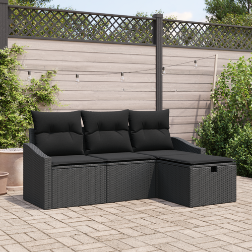 Sofa Set with Cushion 4 pcs Poly Rattan
