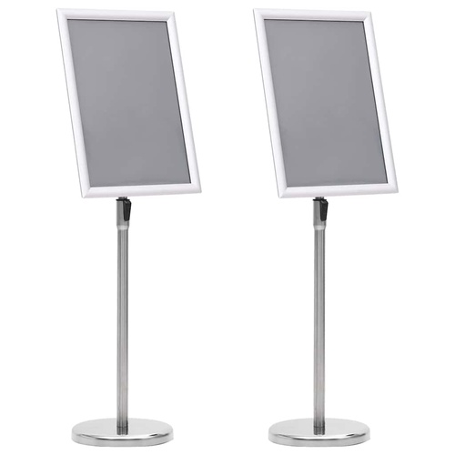A3 Pedestal Poster Stands 2 pcs Silver Aluminium Alloy