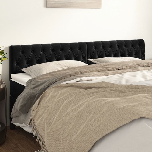 Headboards Black 200x7x78/88 cm Velvet