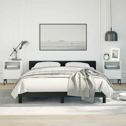Bed Frame without Mattress Black Queen Faux Leather