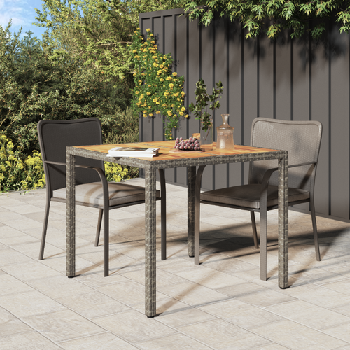 Garden Dining Table Grey 90x90x75 cm Poly Rattan