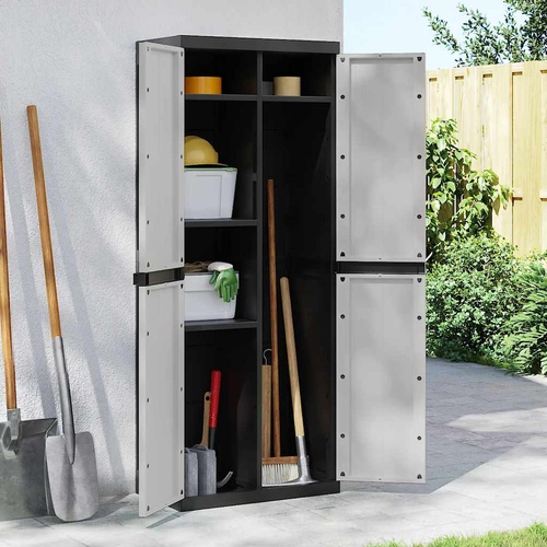 Outdoor Storage Cabinet Grey and Black 65x37x165 cm PP