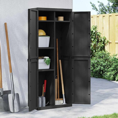 Outdoor Storage Cabinet Black 65x37x165 cm PP