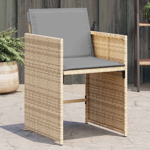 Garden Chairs with Cushions 4 pcs Mix Beige Poly Rattan