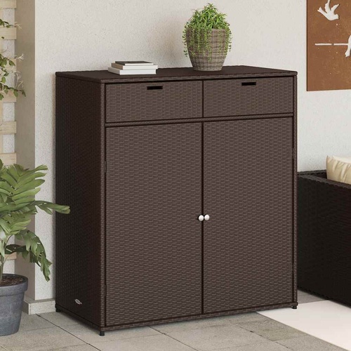 Garden Storage Cabinet Brown 105x55x113 cm Poly Rattan