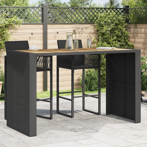 Garden Bar Table with Acacia Wood Top Black 185x80x110 cm