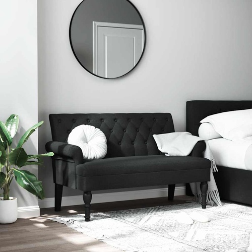 Bench with Backrest Black 120x62x75.5 cm Fabric