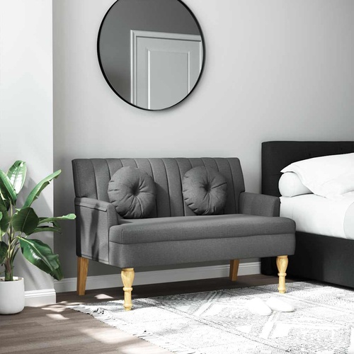 Bench with Cushions Dark Grey 113x64.5x75.5 cm Fabric