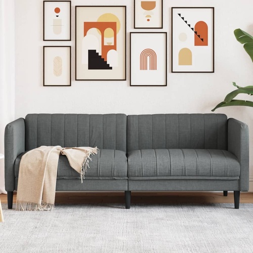 Sofa 3-Seater Dark Grey Fabric
