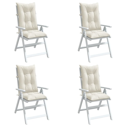 Highback Chair Cushions 4 pcs Melange Cream 120x50x7 cm Fabric