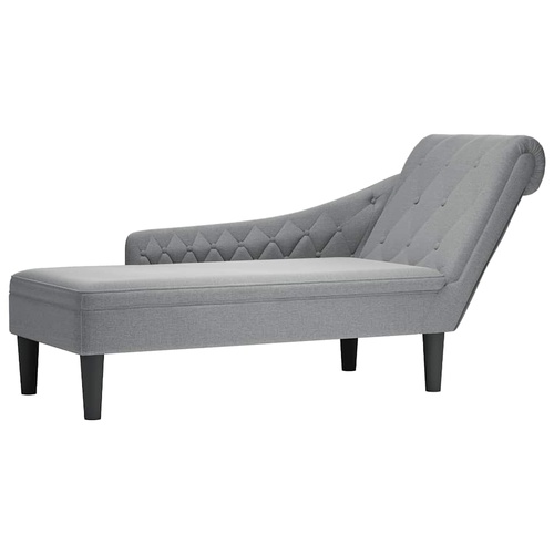 Chaise Lounge with Pillow and Right Armrest Light Grey Fabric