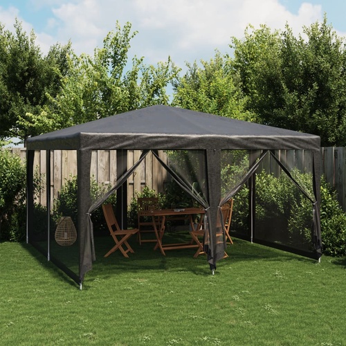 Party Tent with 8 Mesh Sidewalls Anthracite 4x4 m HDPE