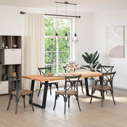Dining Table Legs U-Shaped 2 pcs Black 80x(72-73) cm Steel