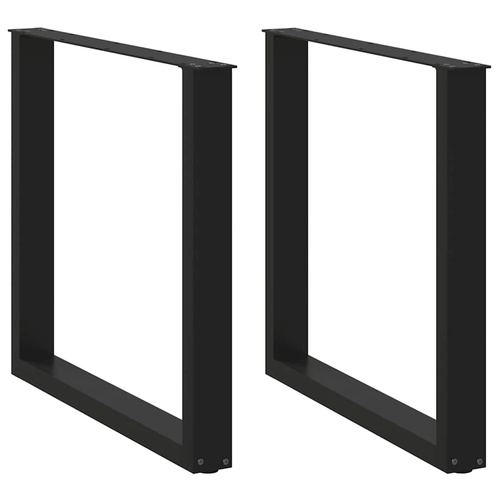 Dining Table Legs U-Shaped 2 pcs Black 80x(72-73) cm Steel
