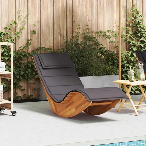 Rocking Sun Lounger with Cushion Solid Wood Acacia