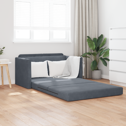 Floor Sofa Bed 2-in-1 Dark Grey 124x204x61 cm Velvet