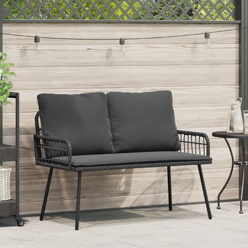 Garden Bench with Cushion Anthracite 114 x 64 x 90cm Steel
