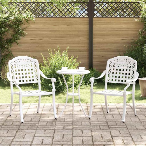 Outdoor Chairs 2 pack White Cast Aluminium
