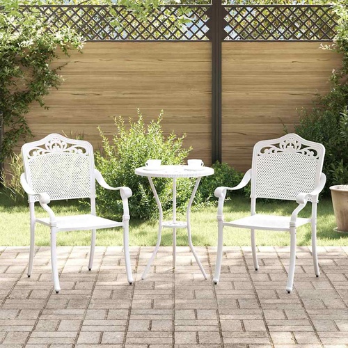 Garden Chairs 2 pack White Cast Aluminium