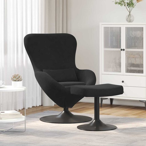 Egg Chair with Footstool Black Velvet
