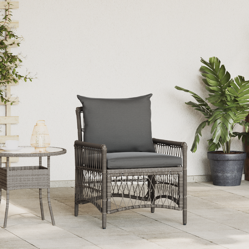 Garden Chair with Cushion Grey 73 x 61 x 77 cm Poly Rattan