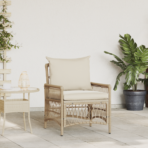 Garden Chair with Cushions Beige 60x70x78 cm Poly Rattan