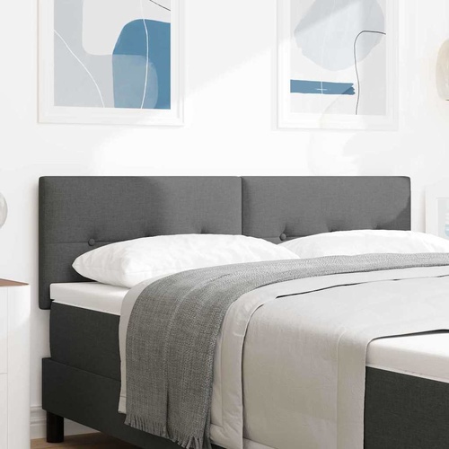 Headboard Button Tufted Dark Grey 140 cm Fabric