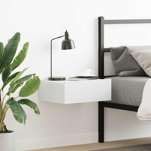 Floating Nightstand White 40x30x15cm Engineered Wood