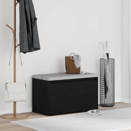 Hall Bench Black Oak 80 x 40 x 45 cm Engineered Wood