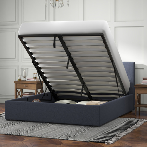 Milano Luxury Gas Lift Bed with Headboard (Model 1) - Charcoal No.35 - Queen - Model-BD97EC