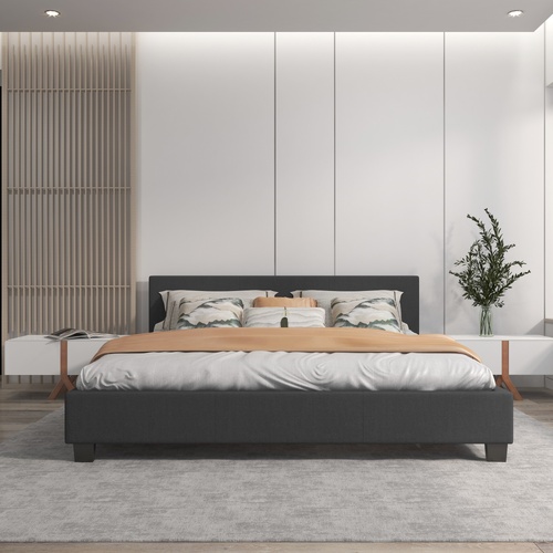 Milano Sienna Luxury Bed with Headboard (Model 2) - Charcoal No.35 - Single - Model-43F2B5