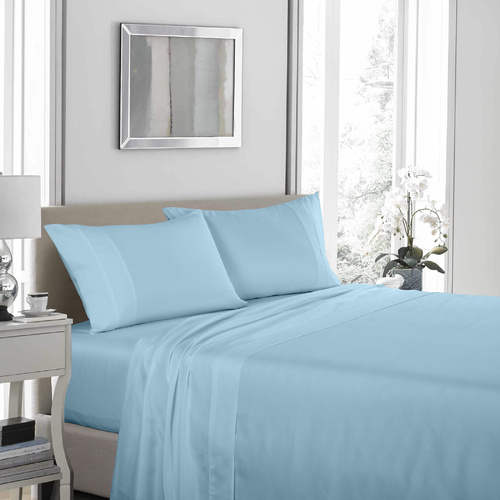 Royal Comfort 1200TC Ultrasoft 4 Piece Sheet Set - King - Sky Blue - Model-39D105