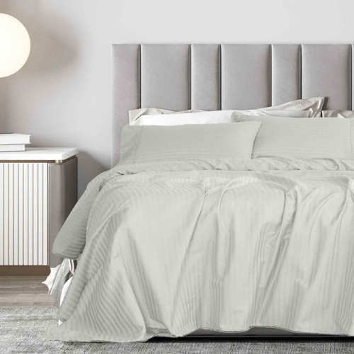Royal Comfort 1200 Thread count Damask Stripe Cotton Blend sheet sets Queen Silver - Model-E1079F