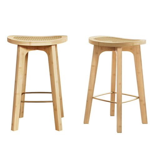 Artiss 2x Bar Stools Bamboo Rattan Stool Counter Chair Kitchen Barstools