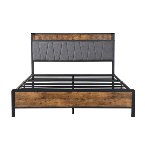 Queen Bed Frame Tufted Headboard USB Charge - Model-1AEAF6