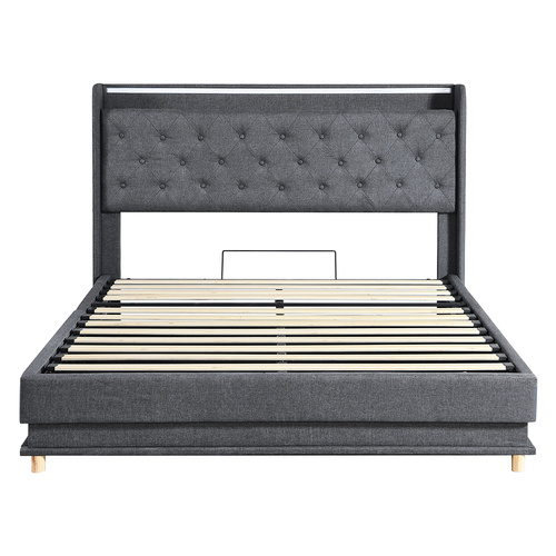 Queen Bed Frame Gas Lift LED Light - Model-752A6D