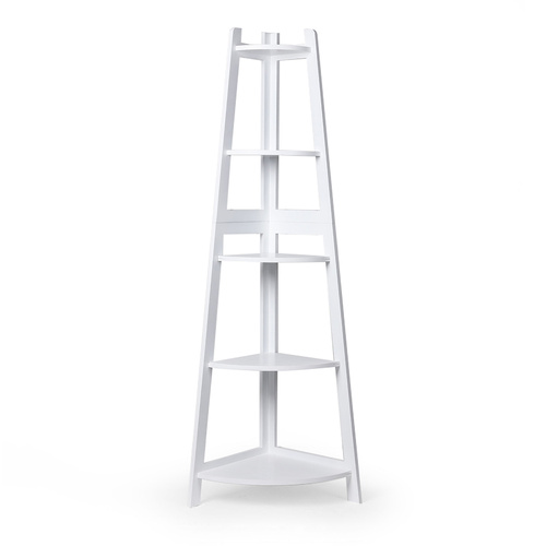 5 Tier Corner Shelf Wooden Storage White - Model-E68681