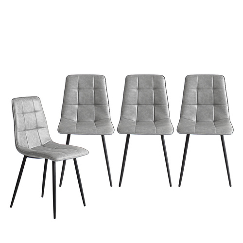 4x Dining Chairs Kitchen Chair Grey Faux Leather - Model-50F500