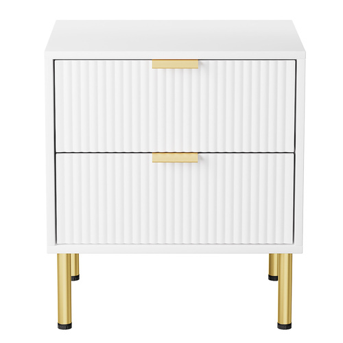 Bedside Table with 2 Drawers White Metal Legs - Model-65A4DA