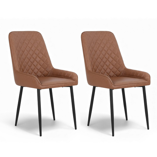 Artiss 2x Dining Chairs Retro PU Leather Kitchen Lounge Cafe Accent Chair Brown