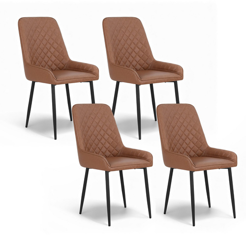 Artiss 4x Dining Chairs Retro PU Leather Kitchen Lounge Cafe Accent Chair Brown