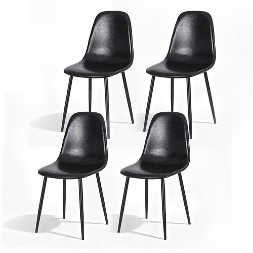 Artiss 4x Dining Chairs Retro PU Leather Kitchen Lounge Cafe Accent Chair Black