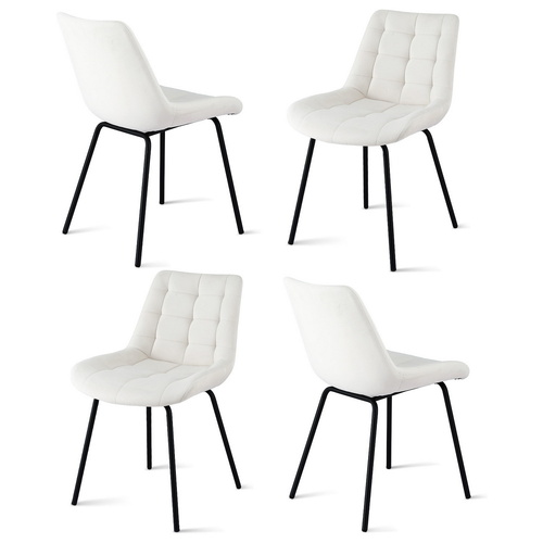 Artiss 4x Dining Chairs Velvet Tufted Kitchen Lounge Cafe Accent Chair Beige