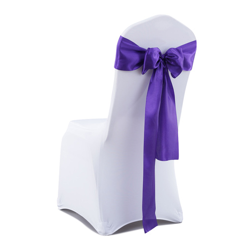 50x Table Runners Coloured Satin Chair Eggplant - Model-E90F02