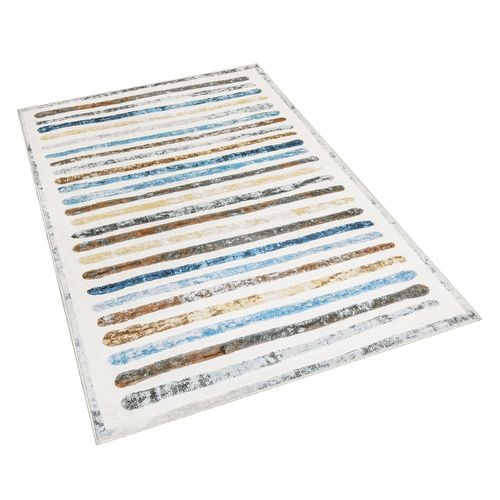 Floor Rug Short Pile Washable Carpet Soft Plush Non Slip Stripe 160x120 - Model-3F2D6E