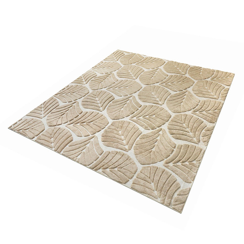 Floor Rug Soft Embossed Carpet Non Slip Plush Shaggy Rugs Leaf Pattern - Model-D79585