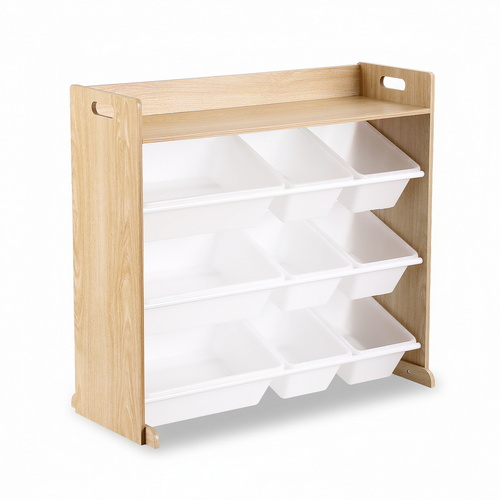 Keezi Kids Toy Box 9 Bins Bookshelf Organiser Display Shelf Storage Rack Wooden