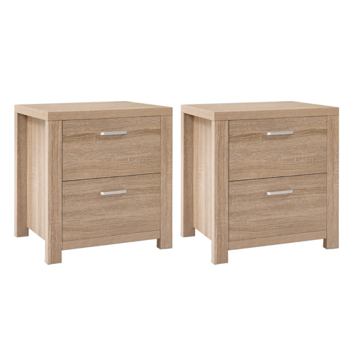 Artiss 2x Bedside Table 2 Drawers - MAXI Pine