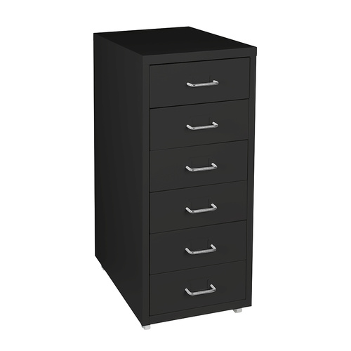 6 Drawer Office Cabinet Drawers Black - Model-96A41D
