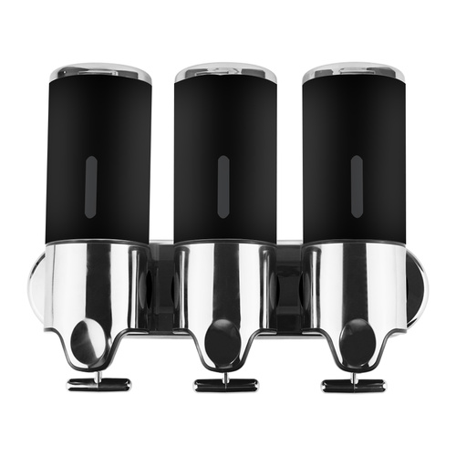 3 Bottles Bathroom Shower Soap Dispenser Black - Model-776F8E